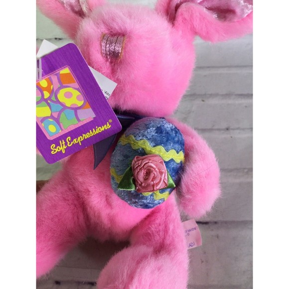 Main Joy Limited Pink Bunny Rabbit Plush Stuffed Animal Small Velvet Ears Feet - Picture 6 of 9